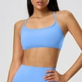 thumbnail image 2 of SMihono Women's Solid Color Sexy Workout Multi-Color Spaghetti Straps Sports Bras Training Fitness Running Yoga Tank Top Sky Blue 10, 2 of 4