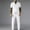 White, variant on mihongmao Spring Outfits for Men Summer Solid Color Short Sleeve Casual Zipper Top Elastic Waist Drawstring Pocket Pants Set Khaki 3X
