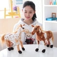 thumbnail image 5 of EUBUY Horse Plush Toy Imitation Pony Doll Soft Stuffed Horse Animal Doll Toy Foal Supple Ponytail Standing Horse Home Decoration Ornaments Gifts for Children and Youth Brown and White 15.74", 5 of 8