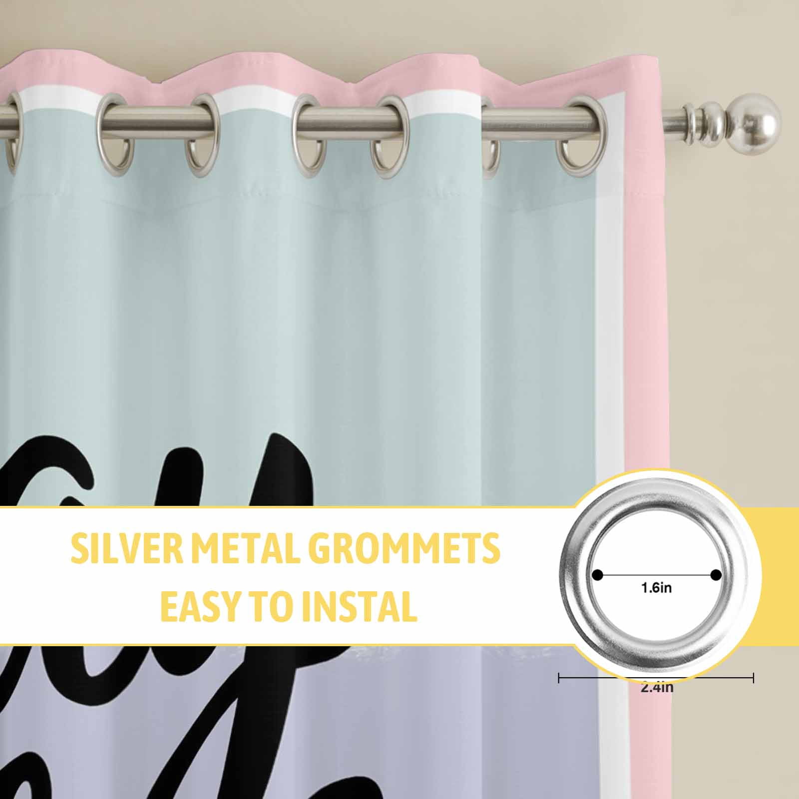 2 Panels Kitchen Tier Curtains 39 Inch Length, Stay Awhile Grommets Window Treatment Curtain, Wheat Color Block Stripes Aesthetic Thermal Curtains Drapes for Living Room/Bathroom