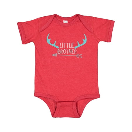 

Inktastic Little Brother Deer Antlers Arrow - Blue Gray Gift Baby Boy Bodysuit