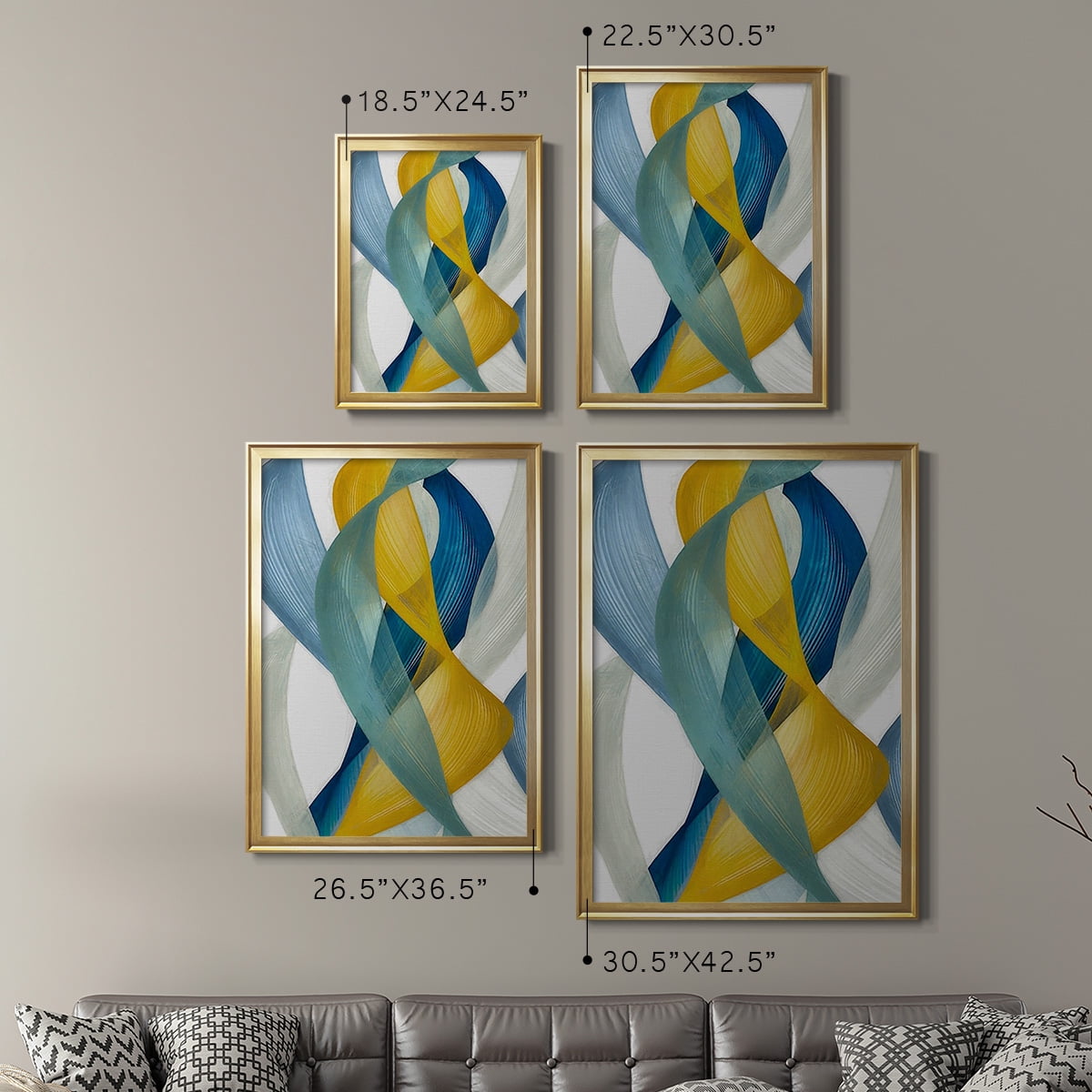 Horizontal Bands I Premium Framed Print, in Gold, Black, or Silver - Ready to Hang