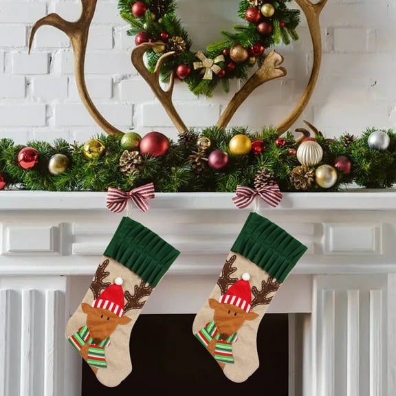 Hwkond Stockings Christmas Christmas Stocking Decorations Senior Elks Small Tree Candy Bag Christmas Tree Gift Stocking Hangers on Clearance