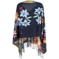 thumbnail image 4 of The Magic Scarf Company  Reversible Sueded Floral Art Print Button Shawl (Women), 4 of 6