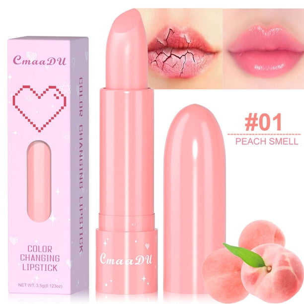 Barra de labios hidratante que cambia de color con sabor a fruta, 6 colores.
