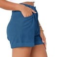 thumbnail image 2 of Aayomet Shorts de Mode pour Femmes Shorts de Plage Décontractés (Bleu, L), 2 of 5