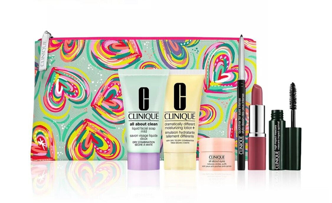 Cadeau Madison Altijd Clinique Skincare Makeup 7 Pcs Deluxe Samples Size Gift Set Rainbow Heart  Bag Limited Edition - Walmart.com