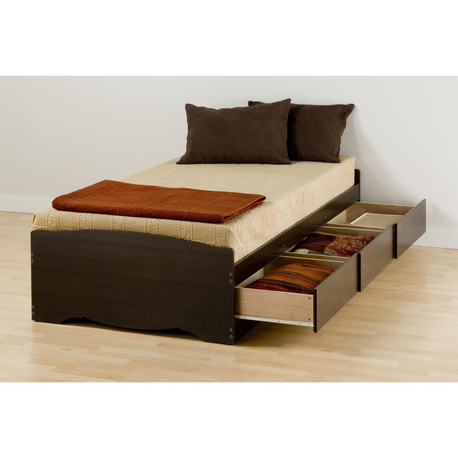 Prepac Mate S Platform Storage Bed With, Twin Xl Platform Bed With Bookcase Headboard 3 Storage Drawers