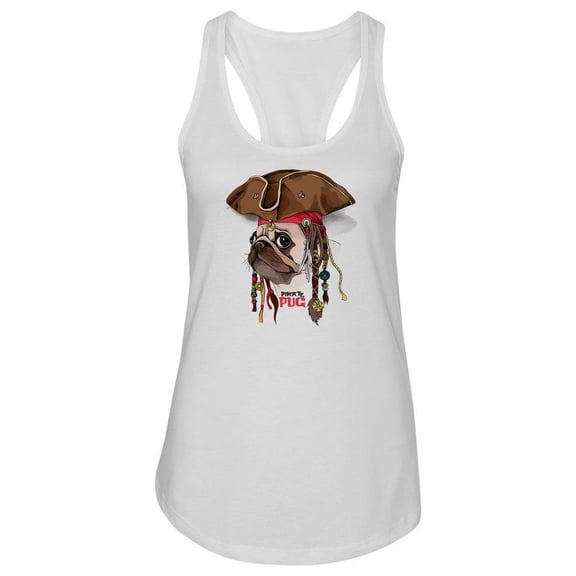 Pirate Pug With Hat Tank Women -Image by Shutterstock, Female Large