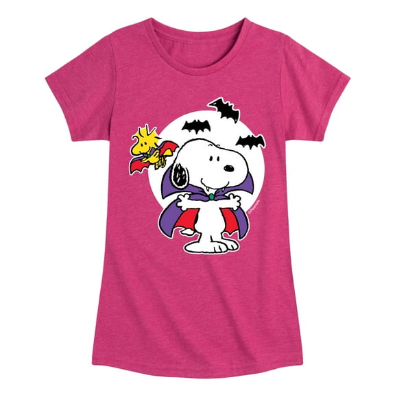 Peanuts - Snoopy Vampire and Woodstock - Toddler And Youth Girls Short Sleeve Graphic T-Shirt