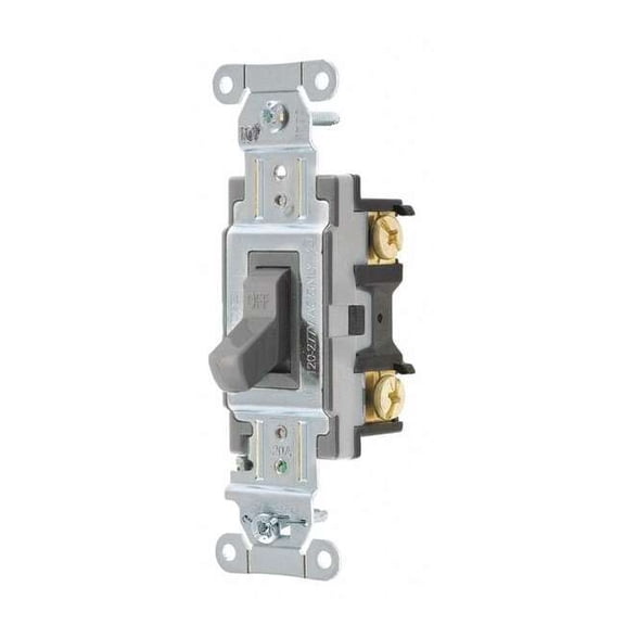 Hubbell Wiring Device-Kellems Wall Switch,20A,Gray,1 HP,1-Pole Switch CSB120GY