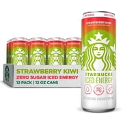 Starbucks Iced Energy Drink, Strawberry Kiwi, Zero Sugar Energy Drink, 12 oz Cans, pack of 12