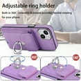 thumbnail image 5 of Nalacover Wallet Case for iPhone 13, Premium Leather Case with Card Holder, 360°Rotation Ring Kickstand, RFID Blocking Protective Magnetic Back Clsoure Case For iPhone 13, Purple, 5 of 13