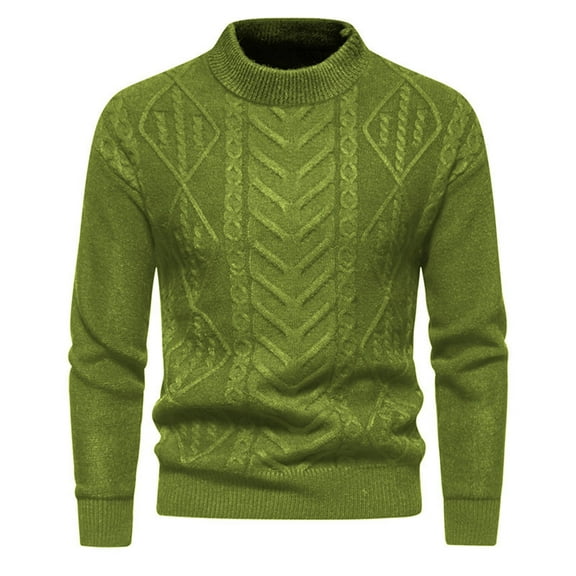 GBSYEWXS Men Pullover Sweaters Long Sleeve Pullover Comfortable Jacquard Print Fashion Green Crew Neck Sweater