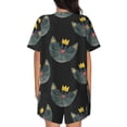 thumbnail image 3 of Naloa Faces Of The Cat Women's Short-Sleeved Pajama Set, Loungewear, Summer pajamas, Breathable Cozy - Medium, 3 of 9