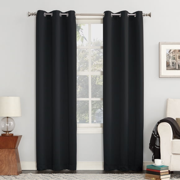 Sun Zero Easton Grommet Curtain Panel, 40" x 63", Black