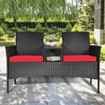 thumbnail image 2 of Topbuy Outdoor Rattan Furniture Wicker Patio Conversation Chair with Cushion Red, 2 of 7