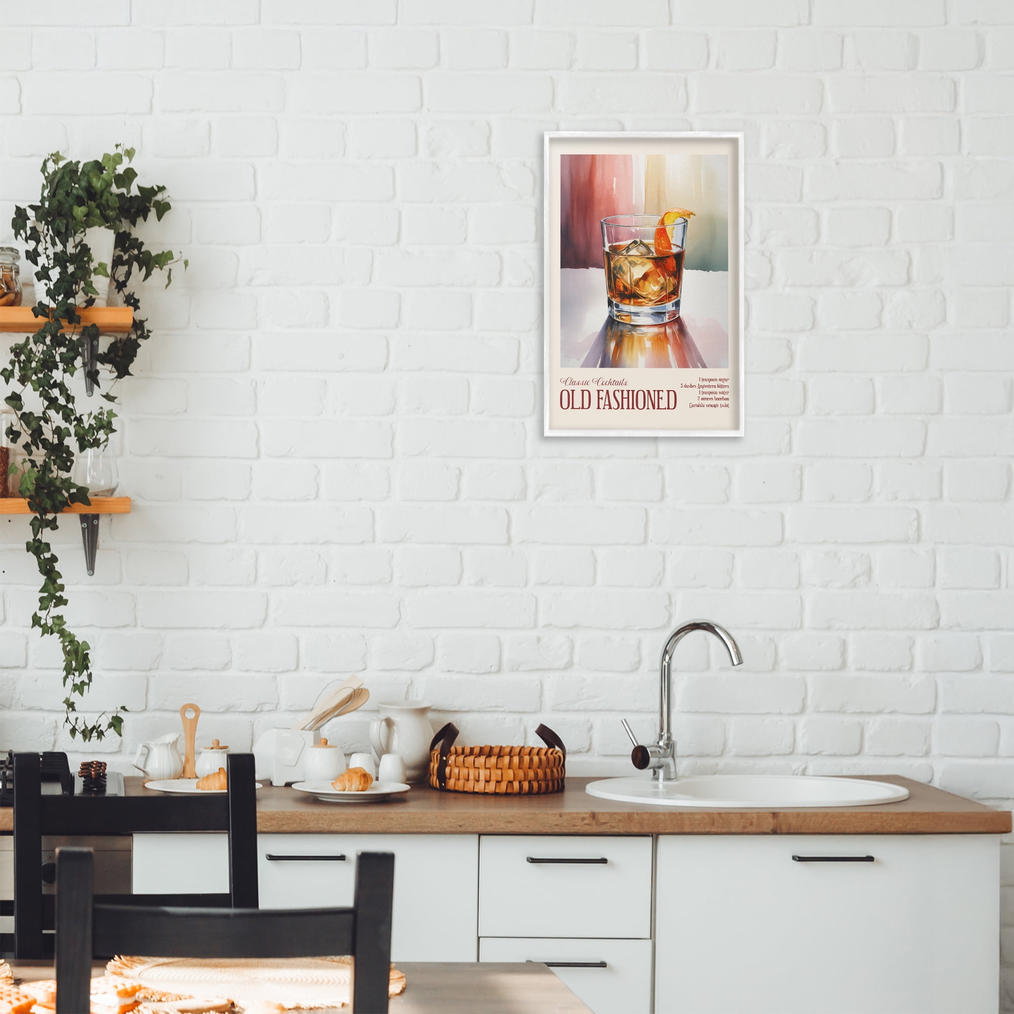 Stupell Industries Old Fashioned on Surface White Framed Giclee Art, design by Andreas Magnusson