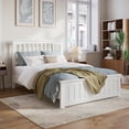 thumbnail image 1 of Becket Full Wood Low Profile Platform Bed with Matching Footboard in White, 1 of 13