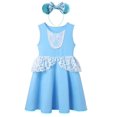 thumbnail image 1 of 2023 verano bebé niñas Elsa Anna vestido sirena dibujos animados princesa tema vestidos casuales para 2-10 años niños fiesta vacaciones ropa 150 (9-10T) Gao Jinjia LED, 1 of 2
