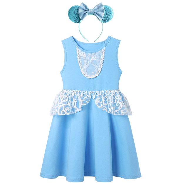 2023 verano bebé niñas Elsa Anna vestido sirena dibujos animados princesa tema vestidos casuales para 2-10 años niños fiesta vacaciones ropa 150 (9-10T) Gao Jinjia LED