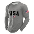 thumbnail image 3 of Letdown Mens Crewneck Shirts Long Sleeve Casual T-Shirts U_S_A_Letter A_merica_F|ag_Print Basic Classic Vintage Tee Shirts Tops (01-Grey, XXXL), 3 of 4