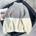 thumbnail image 4 of Womens Fleece Sherpa Coats Full Zip Stand Collar Sweatshirt Casual Long Sleeve Lightweight Overcoat, 4 of 6
