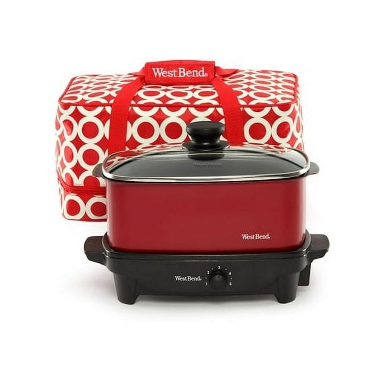 West Bend 84915R 5-Quart Versatility Slow Cooker with Tote, Red 
