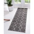 thumbnail image 1 of Unique Loom 3146500 2 x 13 ft. Geometric Trellis Frieze Runner Rug, Dark Gray, 1 of 2
