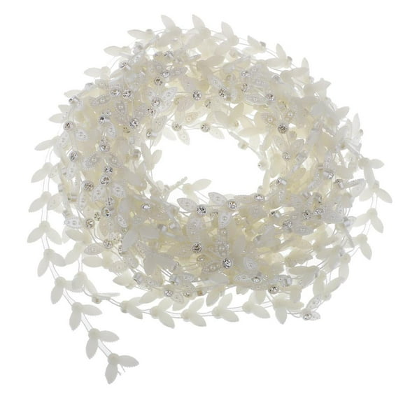 EHJRE 5yds White Pearl Rhinestone Chain Trims Ribbon Sewing Costume Decor Applique 15mm