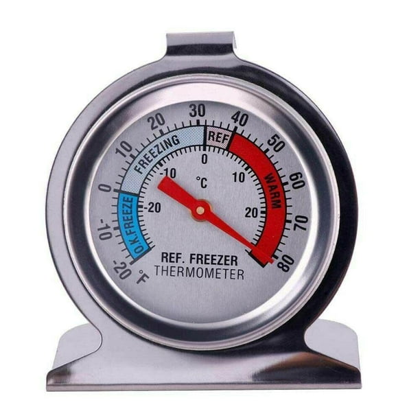 Papaba Freezer Thermometer,2Pcs Large Round Dial Kitchen Stainless Steel Freezer Refrigerator Thermometer