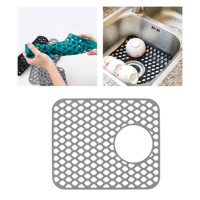Sink Grid Protector, Sink Protector Mat Folding Non Slip Sink Mat Grid Using As Lining for Refrigerators Drawers Insulation Pads Non Slip Pet Food Pads