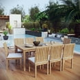 thumbnail image 1 of Modway Marina 9 Piece Outdoor Patio Teak Dining Set in Natural White, 1 of 7