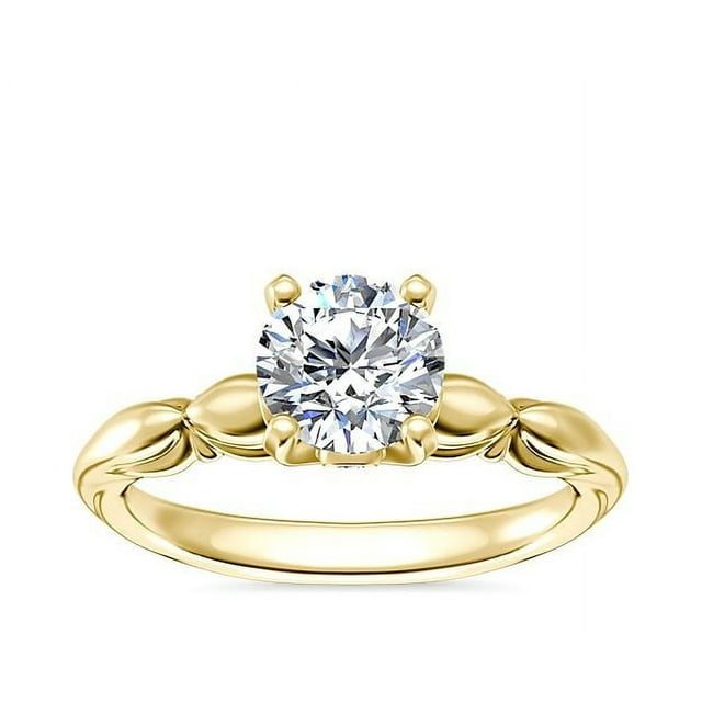 1.15 Carat Excellent Round Cut Real Diamond Latest Design Solitaire Engagement Ring for Ladies Solid 14K Yellow Gold Size 7.5