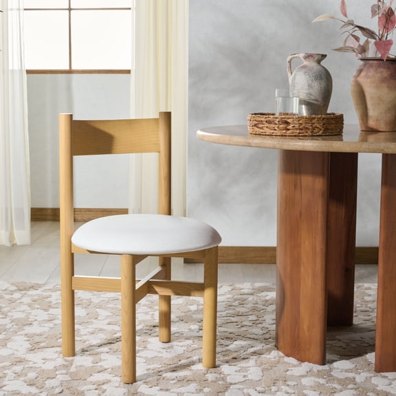 Safavieh Couture Tayla Mid-Century Linen Dining Side Chair, Natural/White