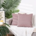 thumbnail image 6 of REGALWOVEN 1 Pair Striped Pillow Cover with Pom Pom Fringe for Home Decor Cushion Case Red 18" x 18", 6 of 6