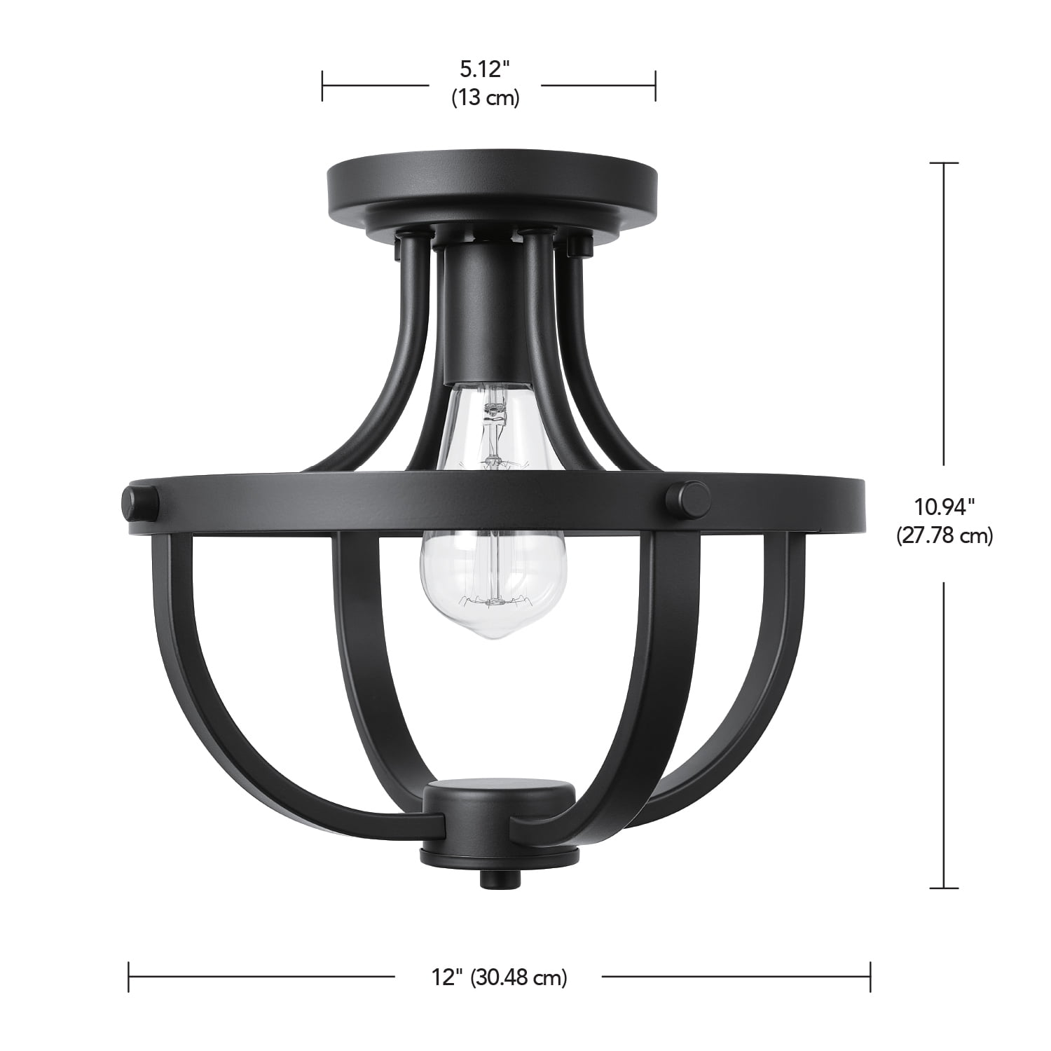 Globe Electric Stellan 1-Light Matte Black Indoor Flush Mount Ceiling Light