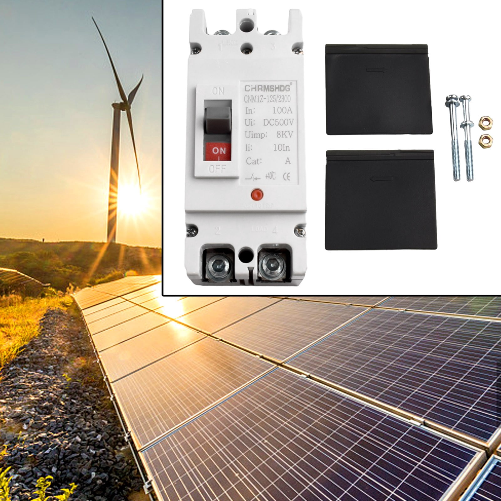 DAMIFU DC 500V Circuit Breaker 100A 125A 160A Battery Protector MCCB Solar PV Car Power Short Ciruit Cut Off Circuit Breaker 100A