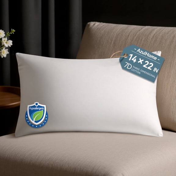 AzulHome Lightweight Soft 14x22 Pillow Insert - Fluff Pillow Stuffing Fillers for Throw Pillows Sofa Couch Bed (White, 1 Pack)