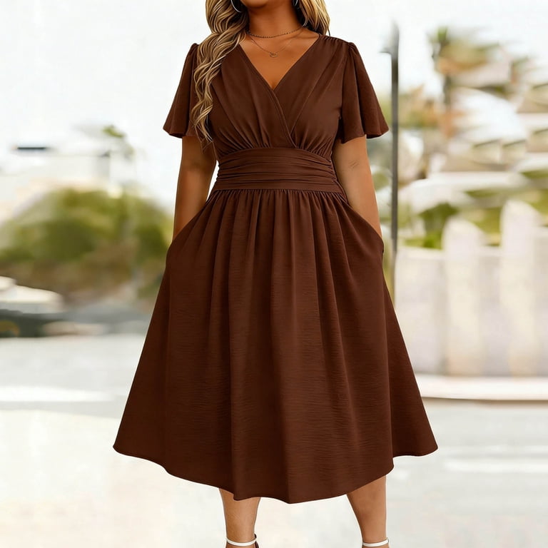 women's swing dresses Terry Dress guava / L-XXL The three quarter sleeves give off a modest and classic look Women Dresses & Jumpsuits Swing