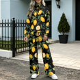 thumbnail image 5 of Xixirimido Women's 2 Piece Outfits Tracksuit Matching Lounge Set, S, Long Sleeve Half Zip Sweatshirt, Wide Leg Pants, Fall Fashion Sweatsuits, Airport Tracksuit, Pockets, Black Lemon Fruit, 5 of 7