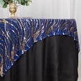 thumbnail image 4 of BalsaCircle 72x72 in Royal Blue Gold Wavy Embroidered Sequined Tulle Square Table Overlay Party Events Decorations Supplies, 4 of 8