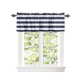 thumbnail image 2 of Kitchen Cafe Valance Curtain for Small Windows,Navy Blue and White Stripe Rod Pocket Short Valances Modern Stripes Pattern Window Treatment Panel for Living Room/Bedroom/Bathroom,42x12in, 2 of 9