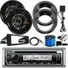 Kenwood KMR-D375BT In-Dash Single-DIN Bluetooth CD Receiver, 2 x Crunch 6.5" Full Range 3-Way Speakers, Enrock Stereo Dash Kit, Speaker Mounting Ring Adapters, Other Accessories
