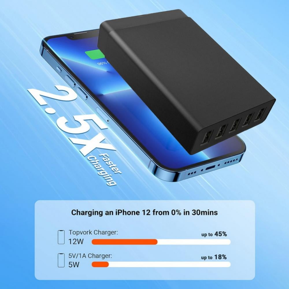 スマホアクセサリー Smart USB Charger 40W 8A 8 Multi-Port Amazon.com: Multiple USB Charger, 40W 8-Port Desktop