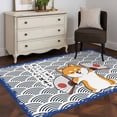 thumbnail image 4 of Japanese Cute Dogs 3'x5' Washable Rug, Navy Blue Modern Abstract Waves Non-Slip Area Rugs for Entryway Kitchen Classroom, StainResistant Dorm Throw Carpet, Low Pile Soft Indoor Floor Mat, 4 of 9