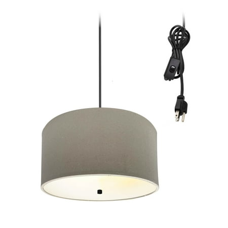 

2 Light Swag Plug-In Pendant 14 w Light Oatmeal with Diffuser Black Cord