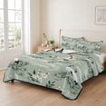 thumbnail image 2 of Quilts Twin Size Bedding Set, White Crane Lightweight Quilted Comforter, Japanese Chery Blossom Green Pine Needles Leaves Soft Bedspread Coverlet with Pillow Covers for All Season, 68" x 86", 2 of 9