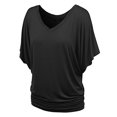 thumbnail image 5 of Mohiass Batwing Short Sleeve Dolman Tops for Women Plus Size Banded Bottom Fold Hem Top Casual Loose Flowy T Shirts Black M, 5 of 6