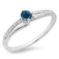 thumbnail image 1 of 0.33 Carat (ctw) 18K White Gold Round Cut Blue & White Diamond Ladies Bridal Wave Promise Engagement Ring 1/3 CT, 1 of 1